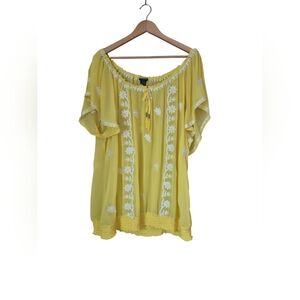 Torrid Size 4 Yellow Embroidered Sheer Top